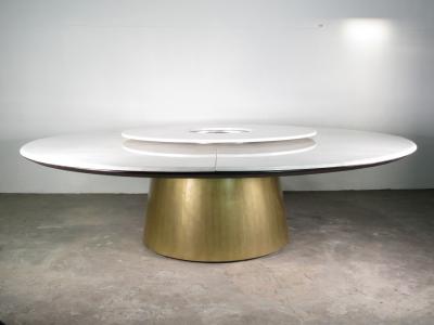  Costantini Design Custom Round Marble and Bronze Dining Table with Rotating Server from Costantini