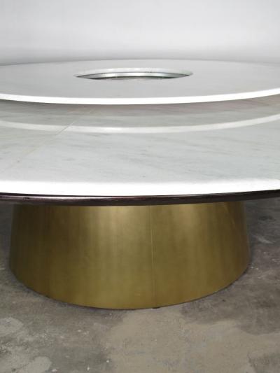  Costantini Design Custom Round Marble and Bronze Dining Table with Rotating Server from Costantini