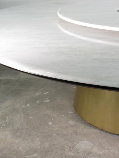  Costantini Design Custom Round Marble and Bronze Dining Table with Rotating Server from Costantini