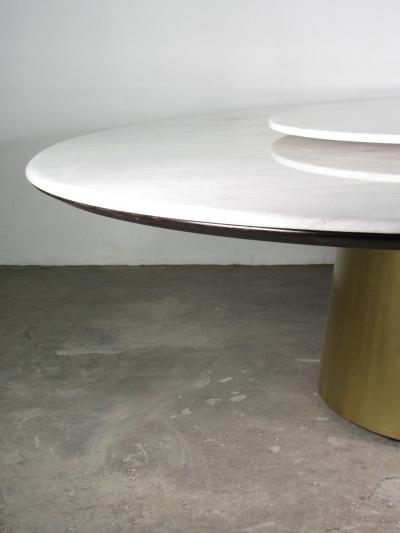  Costantini Design Custom Round Marble and Bronze Dining Table with Rotating Server from Costantini