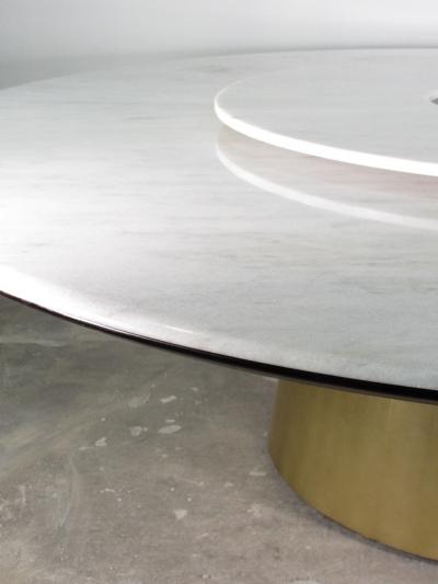  Costantini Design Custom Round Marble and Bronze Dining Table with Rotating Server from Costantini