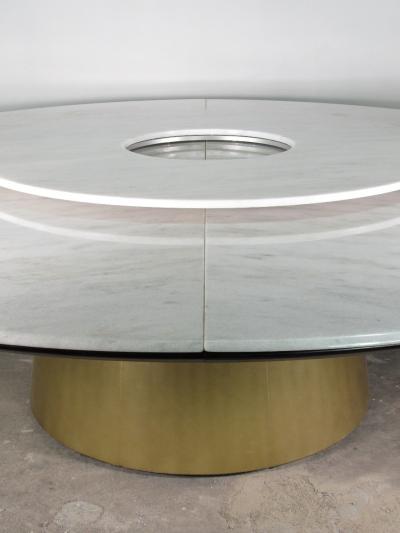  Costantini Design Custom Round Marble and Bronze Dining Table with Rotating Server from Costantini
