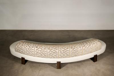  Costantini Design Dining Banquette in Leather and Dedar Fabric by Costantini Evangelina