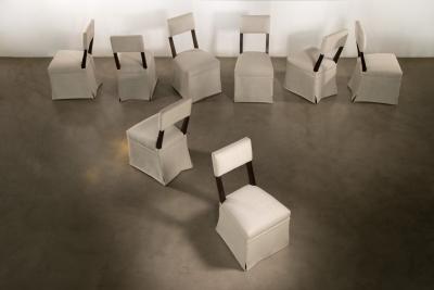  Costantini Design Elegant Modern Upholstered Dining Chair with Com Skirt Luca from Costantini