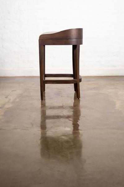  Costantini Design Exotic Contemporary Wood Stool in Gray Fabric by Costantini Pia In Stock