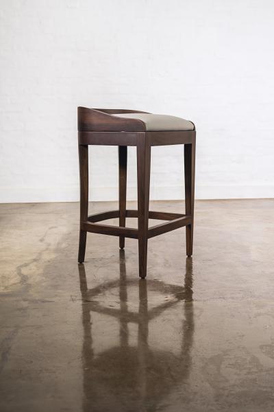  Costantini Design Exotic Contemporary Wood Stool in Gray Fabric by Costantini Pia In Stock