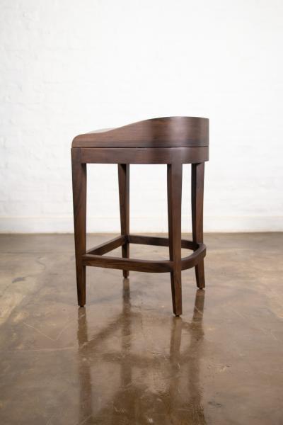  Costantini Design Exotic Contemporary Wood Stool in Gray Fabric by Costantini Pia In Stock