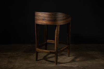  Costantini Design Exotic Contemporary Wood Stool in Pavoni Leather by Costantini Pia In Stock