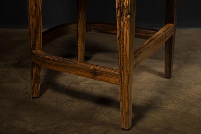  Costantini Design Exotic Contemporary Wood Stool in Pavoni Leather by Costantini Pia In Stock