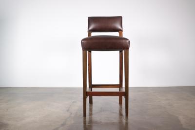  Costantini Design Exotic Contemporary Wood Stool with Leather by Costantini Neto