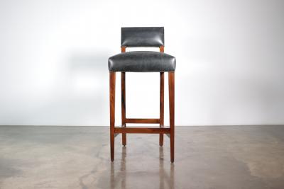  Costantini Design Exotic Contemporary Wood Stool with Wrapped Leather by Costantini Neto