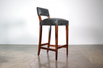  Costantini Design Exotic Contemporary Wood Stool with Wrapped Leather by Costantini Neto