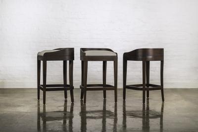  Costantini Design Exotic Wood Contemporary Sleek Counter Stool in Leather from Costantini Pia