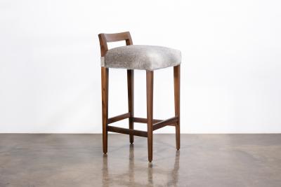  Costantini Design Exotic Wood Contemporary Stool in Gray Hair Hide Umberto In Stock