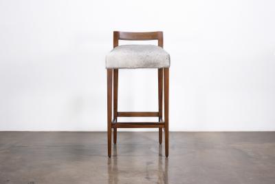  Costantini Design Exotic Wood Contemporary Stool in Gray Hair Hide Umberto In Stock