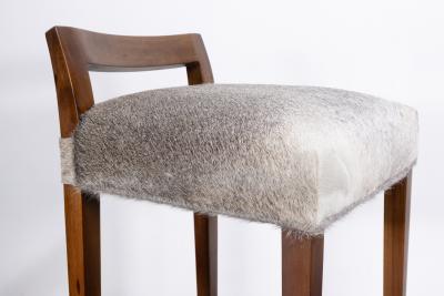  Costantini Design Exotic Wood Contemporary Stool in Gray Hair Hide Umberto In Stock