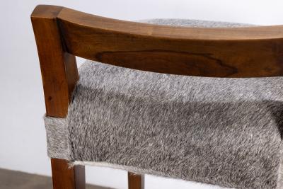  Costantini Design Exotic Wood Contemporary Stool in Gray Hair Hide Umberto In Stock