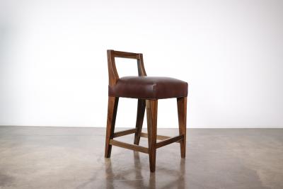  Costantini Design Exotic Wood Contemporary Stool in Leather by Costantini Ecco In Stock