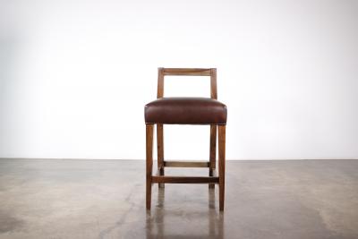 Costantini Design Exotic Wood Contemporary Stool in Leather by Costantini Ecco In Stock
