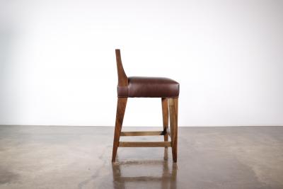  Costantini Design Exotic Wood Contemporary Stool in Leather by Costantini Ecco In Stock