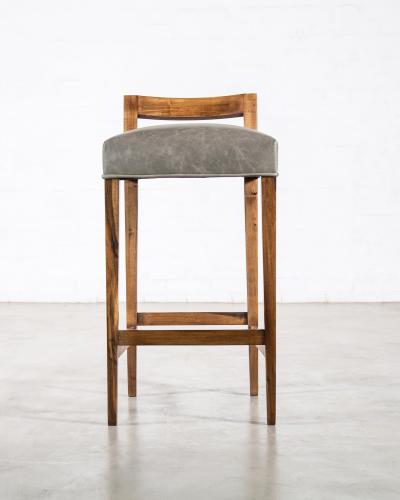  Costantini Design Exotic Wood Contemporary Stool in Leather from Costantini Umberto
