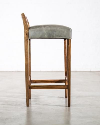  Costantini Design Exotic Wood Contemporary Stool in Leather from Costantini Umberto