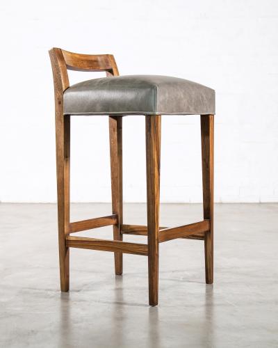  Costantini Design Exotic Wood Contemporary Stool in Leather from Costantini Umberto