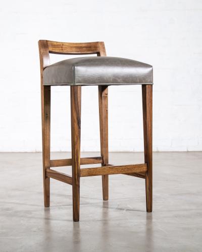  Costantini Design Exotic Wood Contemporary Stool in Leather from Costantini Umberto