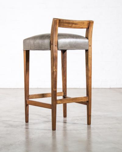  Costantini Design Exotic Wood Contemporary Stool in Leather from Costantini Umberto