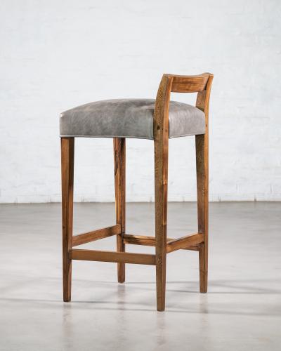  Costantini Design Exotic Wood Contemporary Stool in Leather from Costantini Umberto