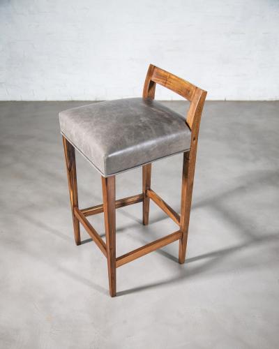  Costantini Design Exotic Wood Contemporary Stool in Leather from Costantini Umberto