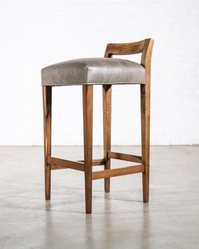  Costantini Design Exotic Wood Contemporary Stool in Leather from Costantini Umberto