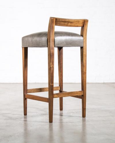  Costantini Design Exotic Wood Contemporary Stool in Leather from Costantini Umberto