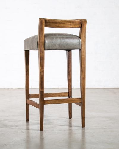  Costantini Design Exotic Wood Contemporary Stool in Leather from Costantini Umberto