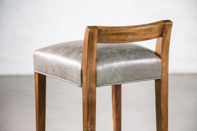  Costantini Design Exotic Wood Contemporary Stool in Leather from Costantini Umberto