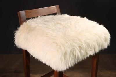Costantini Design Exotic Wood Contemporary Stool in Sheepskin by Costantini Umberto Ovino