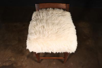 Costantini Design Exotic Wood Contemporary Stool in Sheepskin by Costantini Umberto Ovino
