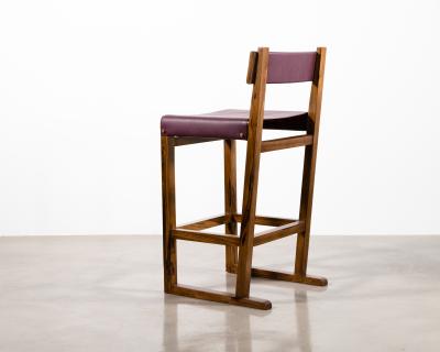  Costantini Design Exotic Wood Counter Stool with Leather Seat and Bronze from Costantini Piero
