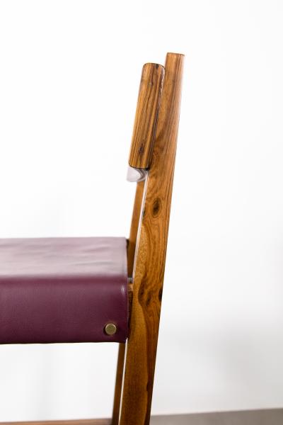  Costantini Design Exotic Wood Counter Stool with Leather Seat and Bronze from Costantini Piero