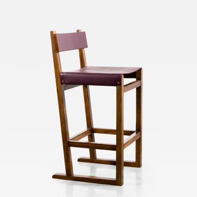  Costantini Design Exotic Wood Counter Stool with Leather Seat and Bronze from Costantini Piero