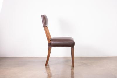  Costantini Design Exotic Wood High Back Dining Brown Leather Chair by Costantini Luca in Stock