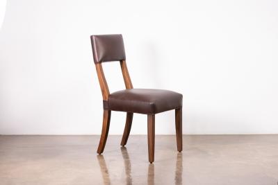  Costantini Design Exotic Wood High Back Dining Brown Leather Chair by Costantini Luca in Stock