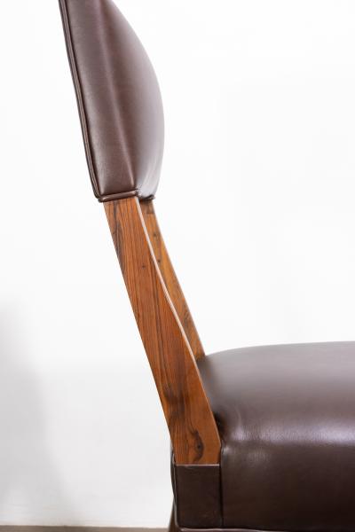  Costantini Design Exotic Wood High Back Dining Brown Leather Chair by Costantini Luca in Stock