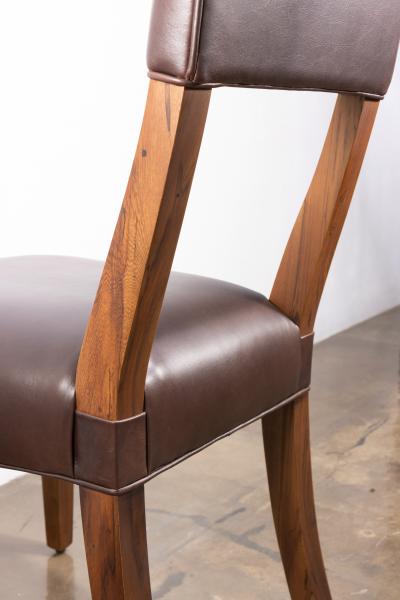  Costantini Design Exotic Wood High Back Dining Brown Leather Chair by Costantini Luca in Stock