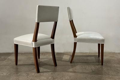  Costantini Design Exotic Wood High Back Dining White Leather Chair by Costantini Luca in Stock