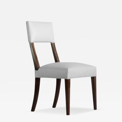  Costantini Design Exotic Wood High Back Dining White Leather Chair by Costantini Luca in Stock