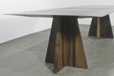 Costantini Design Fierro Table Argentine Rosewood and Metal Top from Costantini Design