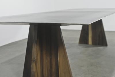 Costantini Design Fierro Table Argentine Rosewood and Metal Top from Costantini Design