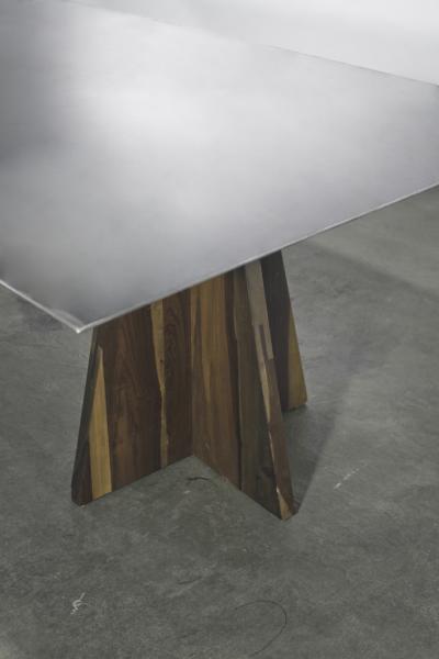 Costantini Design Fierro Table Argentine Rosewood and Metal Top from Costantini Design