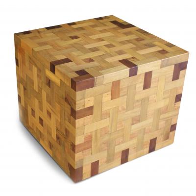  Costantini Design Geometric Cube Shaped Table with Combination Species of Woods Marco